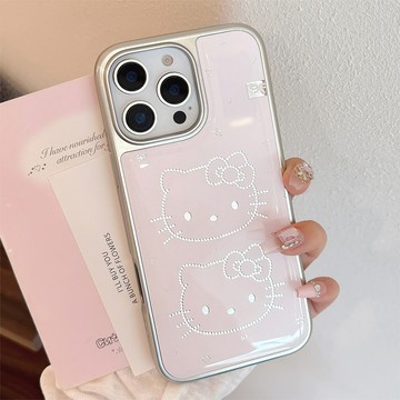 台灣出貨❤鎏金滴膠iphone16可愛喵咪適用蘋果15promax手機殼14電鍍華爲Mate