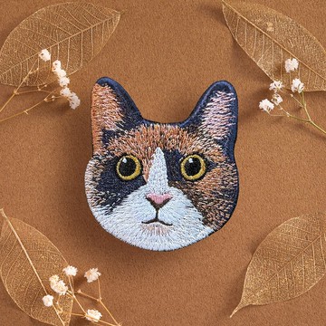 刺繡貼紙-黃眼三花貓(A0005)