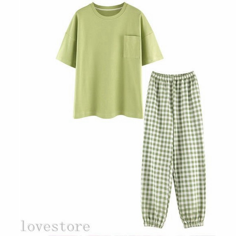 春 夏 レディース 綿100 パジャマ ロングパンツ 丸首 半袖 ナイトウェア 薄手 軽量 お寝巻き 格子縞 丸洗い 中学生 高校生 通販 Lineポイント最大0 5 Get Lineショッピング