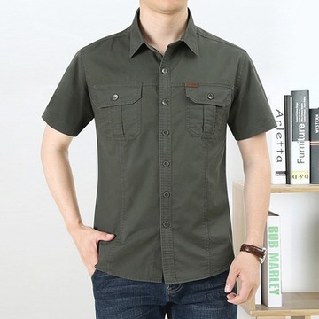 [巴黎精品] 襯衫短袖上衣-工裝戶外寬鬆休閒男裝6色a1fa44
