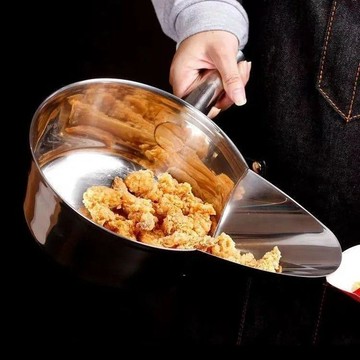 不鏽鋼鴨嘴勺外帶盆雞排炸雞拌料雞柳薯條鏟子攪拌盆裝袋工具商用桃園發貨