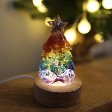 【聖誕節禮物】星願彩虹水晶聖誕樹奧剛能量樹寶石樹小夜燈