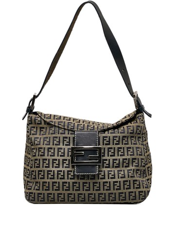 Fendi Pre-Owned - 2000-2010 Fendi Zucchino Canvas Double Flap Shoulder Bag - women - Canvas/Calf Leather - One Size - Brown