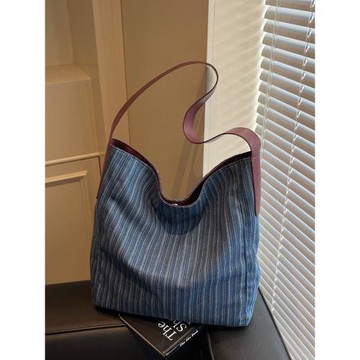 牛仔布包包女大容量2025新款百搭單肩斜挎包潮通勤大包布袋托特包