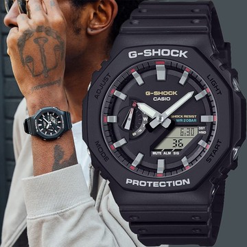 CASIO 卡西歐 G-SHOCK 經典配色八角雙顯手錶 新年開運 送禮推薦 GA-2100RL-1A