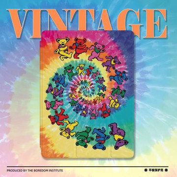 小眾扎染小熊藝術適用蘋果2022iPadPro12.9三折保護殼air5/mini6