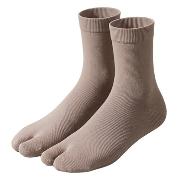 NICOFUN 愛定做 一日遊系列 運動2趾中筒襪 fyk252toe11-42  卡其色  22~25cm  1套
