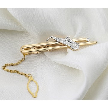 台灣現貨 熱賣男士薩克斯金屬領帶夾 批發時尚樂器造型領帶夾