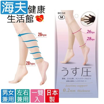 【海夫健康生活館】百力肢體裝具(未滅菌) 日本Alphax 極薄彈性壓力小腿套 膚色M號 雙包裝(AP-430001)