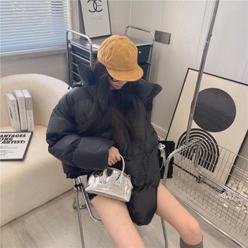 2025年冬季新款肯豆風羽絨服女超短款加厚連帽寬松面包服小個子潮