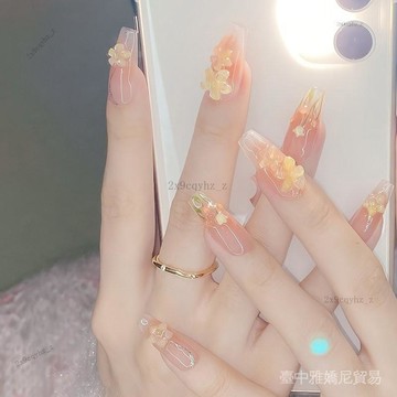✨可開發票#美甲穿戴甲貼片孕㛿假指甲成品 ins高級中長款學生網紅可拆卸鞦鼕#免運費