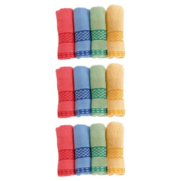 OK-PO-LO 好馬牌 田園蔬果吸水毛巾 台灣製棉紗 12條 毛巾組  格紋