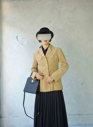 尋寶古著-RALPH LAUREN淺駝色粗燈芯絨獵裝中性西裝外套