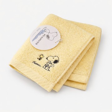 SNOOPY PEANUTS 史努比圖樣 日本製純棉毛巾方巾(黃色 日本正版授權 )