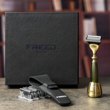【FREED】古銅系列尊爵四件組五刀式刮鬍刀禮盒 - 大地綠