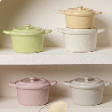 ins日式手捏不規則釉下彩寶寶蒸蛋盅空氣炸鍋碗帶蓋湯碗兒童燉盅