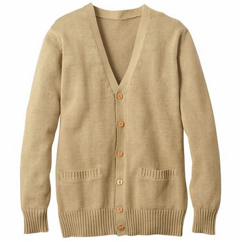 年間使いやすい綿100 カーディガン Vネックニット 洗濯機ok スクール 制服 キャメル S 通販 Lineポイント最大get Lineショッピング