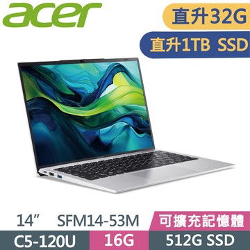 ACER Swift Lite 14 SFM14-53M-52F3 銀 (C5-120U/16G+16G/1TB SSD/WUXGA/14/W11)特仕