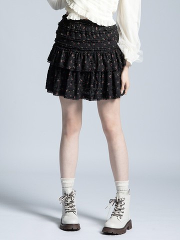 印花針織蕾絲褲裙(0S000007300) - earth music&ecology