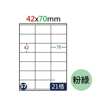 鶴屋 #57 三用電腦標籤 粉綠 21格 42×70mm 100張 /盒 B4270K