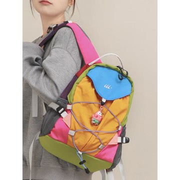 撞色美式復古戶外徒步雙肩包輕便防水登山包騎行包大學生電腦包