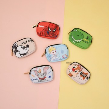 【R.FUN SHOP】迪士尼皮革鑰匙零錢包 米奇 史迪奇 蒂蒂 維尼 收納包 零錢包 鑰匙包 CA829B