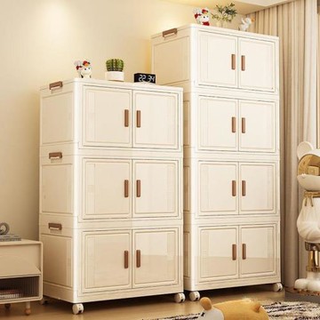收納箱折疊式儲物柜衣服玩具雙開門折疊可移動多層收納柜廠家直銷