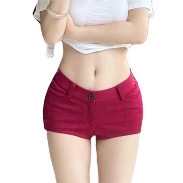 自帶美胯墊【骨盆墊短褲】休閑顯瘦高腰夏季超短褲熱褲紅色百搭女