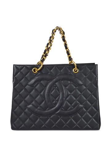 CHANEL Pre-Owned - 1997 CC patch chain tote bag - women - Caviar Leather - One Size - Black