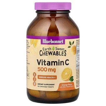 Bluebonnet Nutrition, Earth Sweet® 咀嚼片，維生素 C，橙子味，90 片