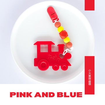 瑪黑限定 pink and blue 手工奶嘴鏈  火車固齒器 紅色