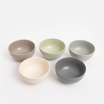 查莉陶瓷碗12cmx5入 條紋混色