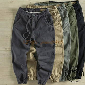 潮流男裝工裝褲耐磨寬版純棉休閒褲男士長褲【木屋雜貨】