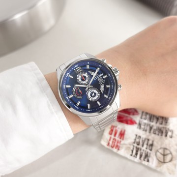 CITIZEN 星辰表 / AN3690-56L / 經典三眼 計時碼錶 日期 日本機芯 防水100米 不鏽鋼手錶 藍色 43mm