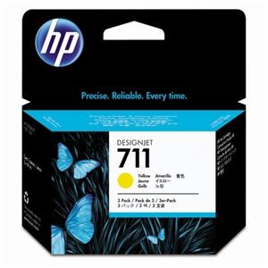 ds-2230677 (まとめ) HP711 インクカートリッジ イエロー 29ml／個 染料系 CZ136A 1箱（3個）  (ds2230677)