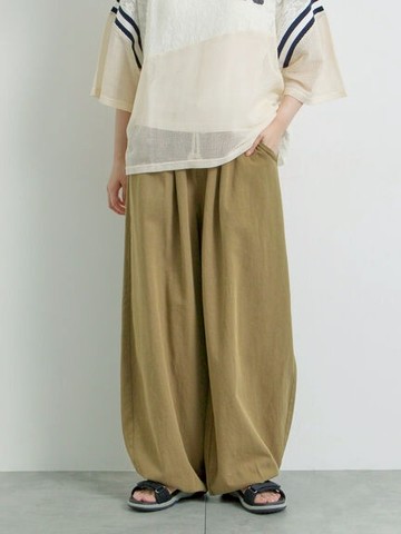 寬鬆感鬆緊腰綁帶褲管打摺長褲(0F000951310) - Samansa Mos2