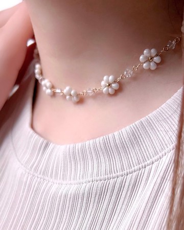 Miyuki 繁花串珠項鍊Choker【奧地利水晶】金款