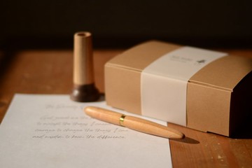 可刻名字/手工木軸原子筆 + 黃銅環 附筆座/禮物 #0237