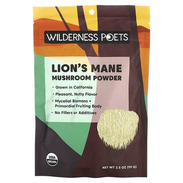 Wilderness Poets, 有機猴頭菇粉，3.5 盎司（99 克）