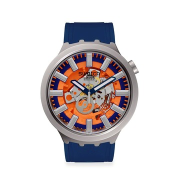 Swatch ORANGE IN THE WORKS 大錶面手錶/瑞士製造 SB07S114 (47mm)【官方旗艦店】