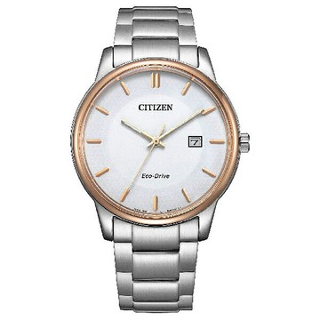 CITIZEN 星辰 PAIR系列 BM6979-74A 光動能玫瑰金框情侶對錶 男款 白面 40mm｜樂天領券現折★全館特惠中★指定刷卡回饋10%