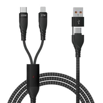 2對2多功能100w+27w pd編織充電數據線