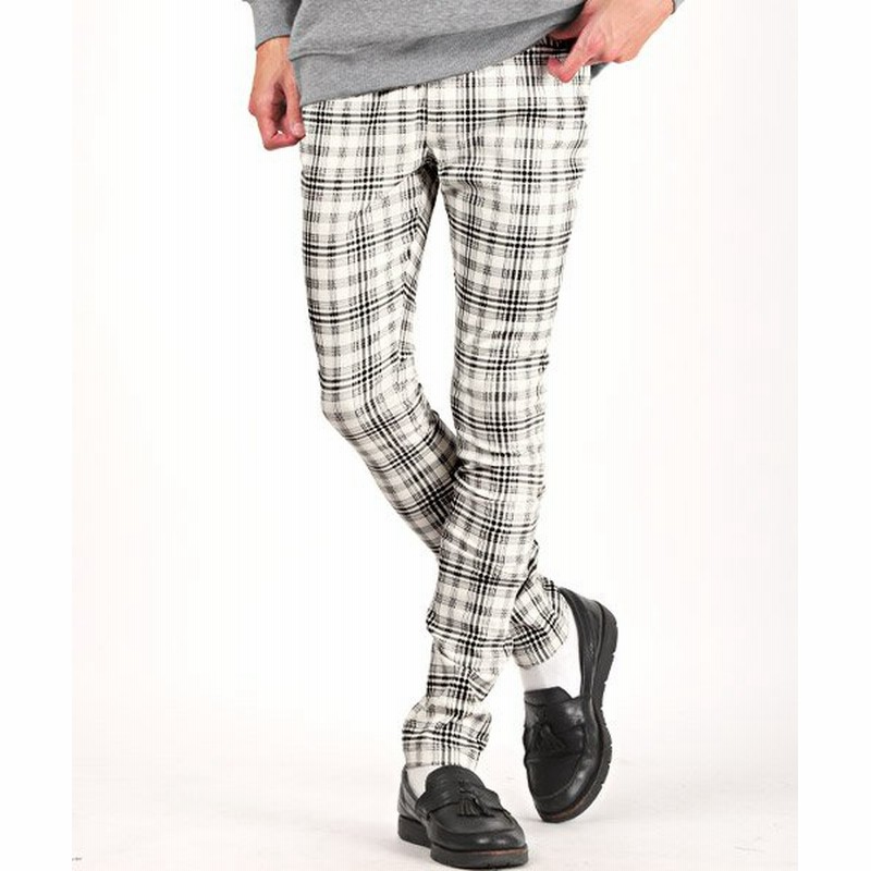 ラグスタイル チェックストレッチスキニーパンツ スキニーパンツ メンズ チェックパンツ ストレッチ メンズ ホワイト M Luxstyle 通販 Lineポイント最大1 0 Get Lineショッピング