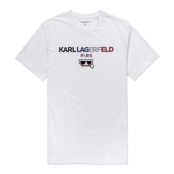 KARL LAGERFELD 老佛爺 熱銷印刷Logo圖案短袖T恤-白色