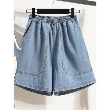 大碼夏季薄款牛仔五分短褲女胖妹妹MM顯瘦寬松休閑闊腿褲遮胯中褲