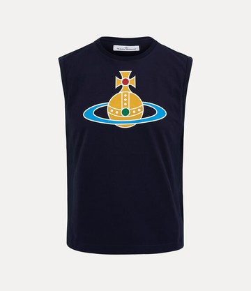 Vivienne Westwood Oversized Orb Muscle Vest Cotton Navy Blue S Men