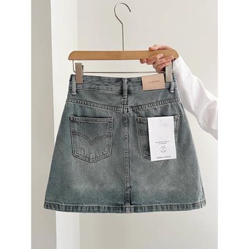 歐貨牛仔短裙女卡布2025夏新款水洗復古藍半身裙高腰百搭A字裙潮