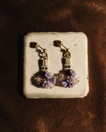 斑斕告白垂墜耳環 / 古紫芋【孤品】