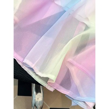 法式時尚彩虹冰絲防曬衣女2026夏款顯瘦雪紡襯衣薄款防曬開衫外套