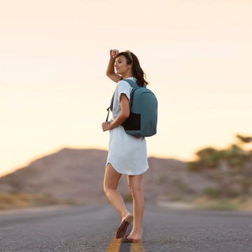 【TRAVELON】Voyages雙層防盜後背包(杜松青) | RFID 雙肩包